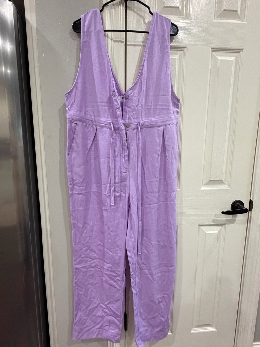 Double Zero Lavender Sleeveless Tie-Waist Jumpsuit Sz L NWOT